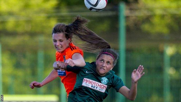 Abigail Harrison playing for Hibernian Ladies against Glasgow City