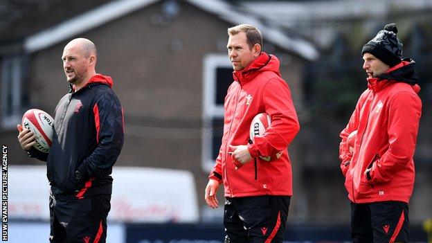 Mike Hill, Ioan Cunningham and Richard Whiffin during training