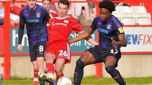 Dan Barlaser in action for Accrington Stanley against Luton Town