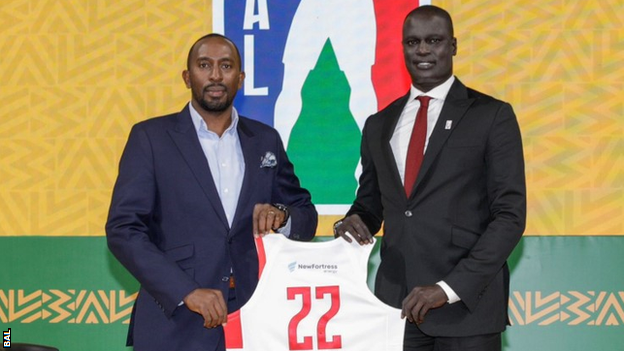 Abrose Tashobya (left) Amadou Gallo Fall (right) launch the second season of the BAL