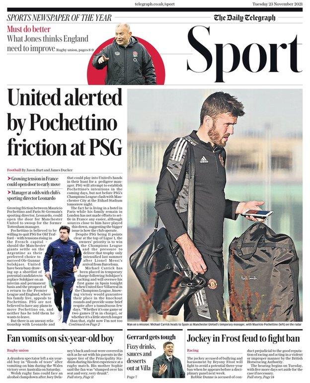 The back page of the Daily Telegraph