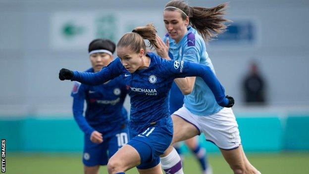 Chelsea's Guro Reiten and Manchester City's Jill Scott in action last season