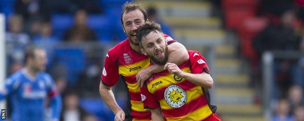 Partick Thistle's Steven Lawless (right) scored in Perth