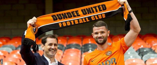 Dundee United manager Jackie McNamara announced the signing of Mark Durnan (right) from Queen of the South.