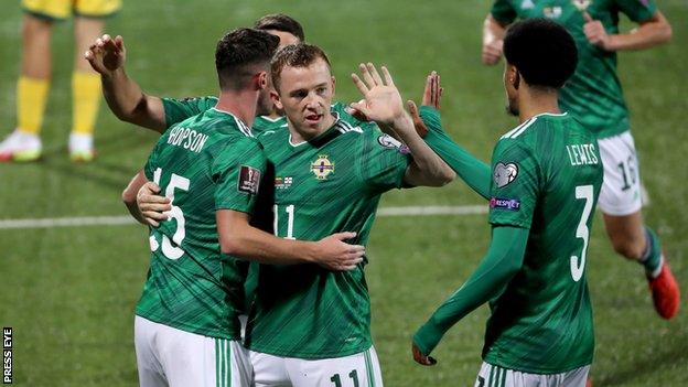 Shayne Lavery scored on his first competitive start for NI