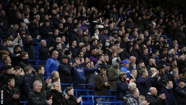 Chelsea fans in the safe standing area