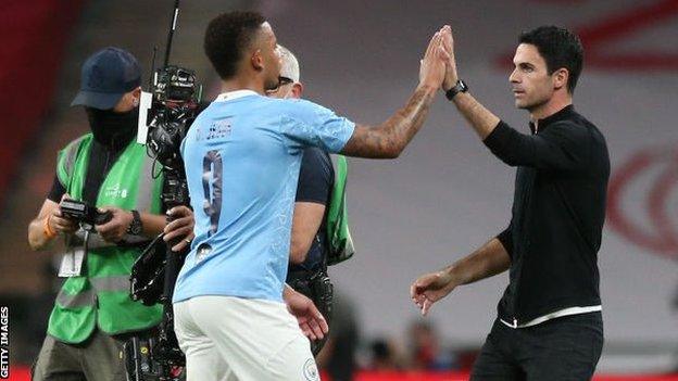 Gabriel Jesus and Mikel Arteta