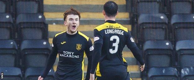 Nicky Cadden and Jackson Longridge celebrate for Livingston