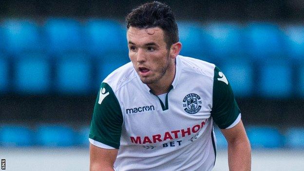 John McGinn in action for Hibernian