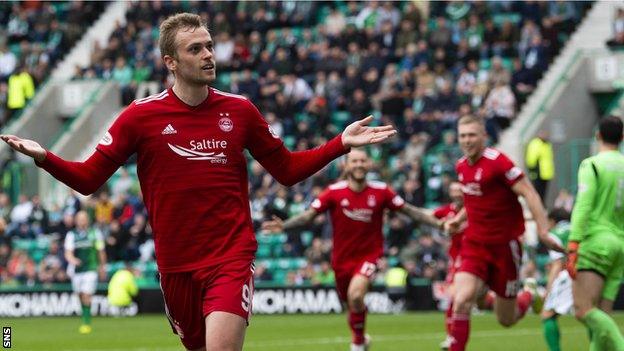 James Wilson celebrates with Aberdeen