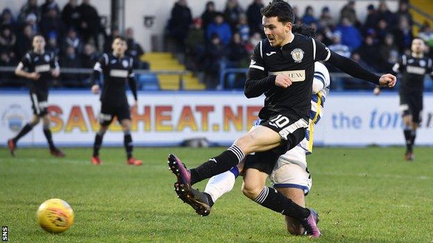 Lewis Morgan scores for St Mirren at Morton on 2 January