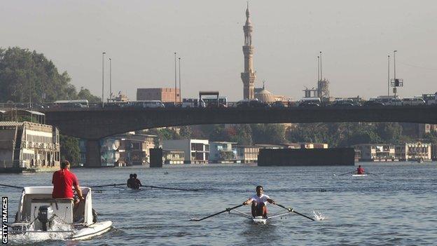 Rowers on the river Nile