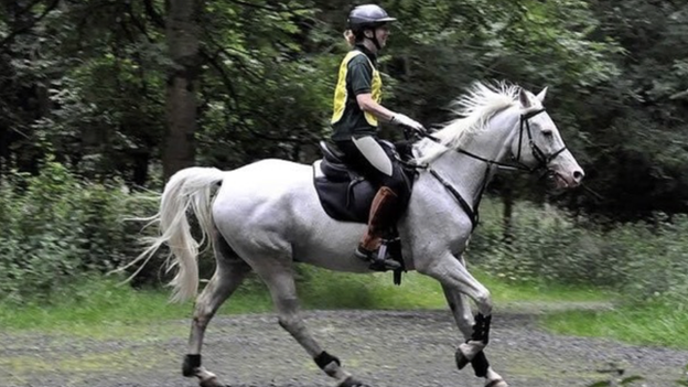 Helen McFarland on board Just C'mall in the grounds of Shane's Castle