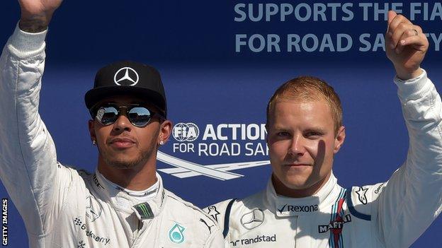 Lewis Hamilton (left) and Valtteri Bottas