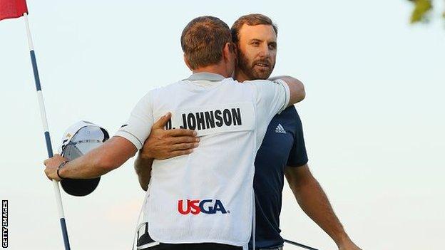 Dustin Johnson and his brother and caddie Austin at Oakmont