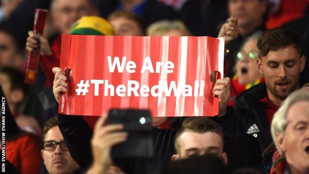 Wales fans at the Cardiff City Stadium