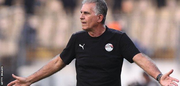 Egypt boss Carlos Queiroz on the side lines