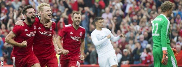 Aberdeen took Burnley to extra time before being knocked out in the Europa League qualifiers