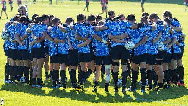 The Scotland squad train at their base in Gloucester as they prepare to make their 2015 World Cup bow