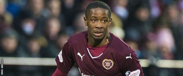 Hearts midfielder Arnaud Djoum