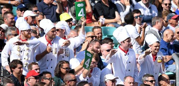 Cricket fans dressed as chefs in Alastair Cook's final Test