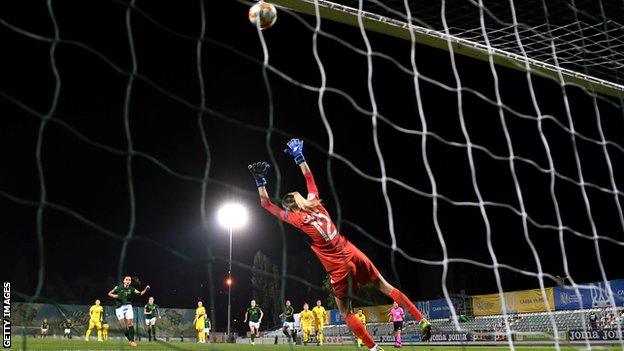 Katie McCabe struck the crossbar with a first-half penalty