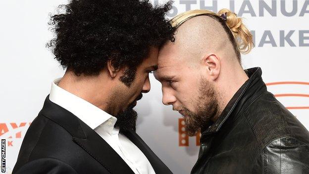 David Haye and Mark de Mori square up at a press conference