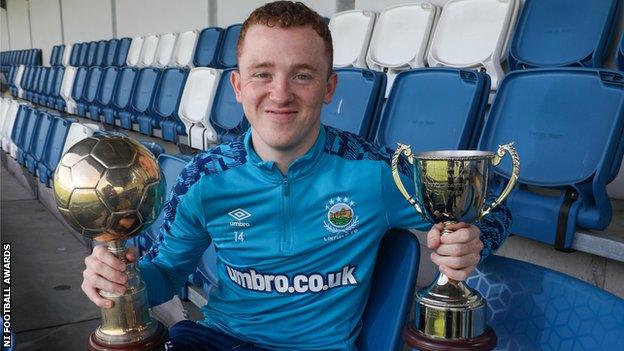 Shayne Lavery won Player of the Year and Young Player of the Year at the NI Football Awards