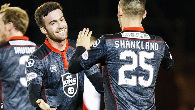 St Mirren's Stevie Mallan and Lawrence Shankland celebrate