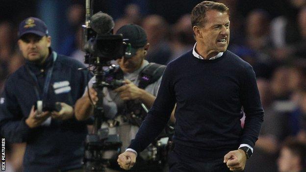 Gary Rowett celebrates Birmingham's win