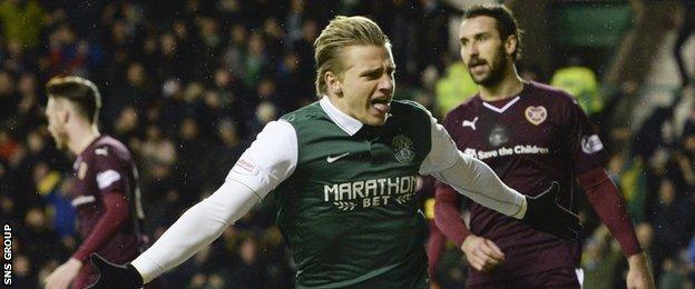 Hibernian striker Jason Cummings