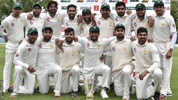 Pakistan with the Test series trophy