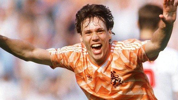 Van Basten celebrates his title-winning strike