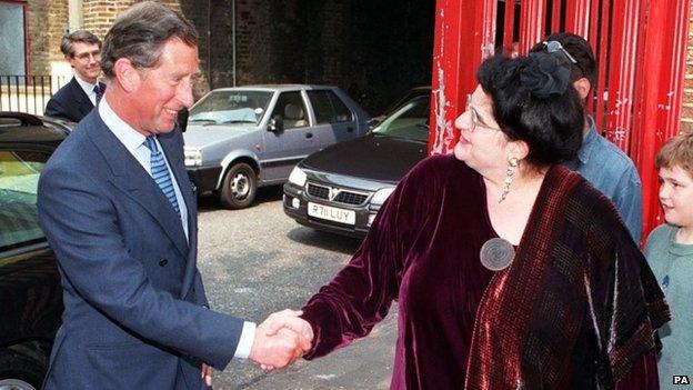 The Prince of Wales meets psychotherapist Camila Batmanghelidjh, founder of Kids Company, a registered charity working with children living in deprived areas of the inner city, during a visit to their headquarters on Grosvenor Terrace in south London today (Wednesday).