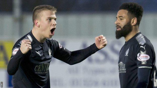 Andrew Nelson celebrates scoring for Falkirk