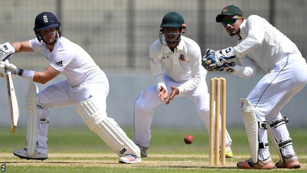 Ben Duckett batting against the Bangladesh Cricket Board XI