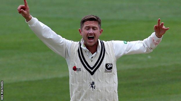 Kent's Joe Denly appeals for a wicket