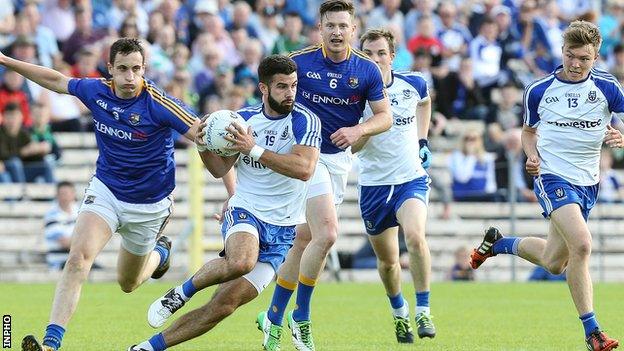 Monaghan's Neil McAdam attempts to move clear in the three-point defeat by Longford at Clones