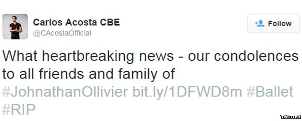 Carlos Acosta tweet: "What heartbreaking news - our condolences to all friends and family of Johnathan Ollivier bit.ly/1DFWD8m #Ballet #RIP