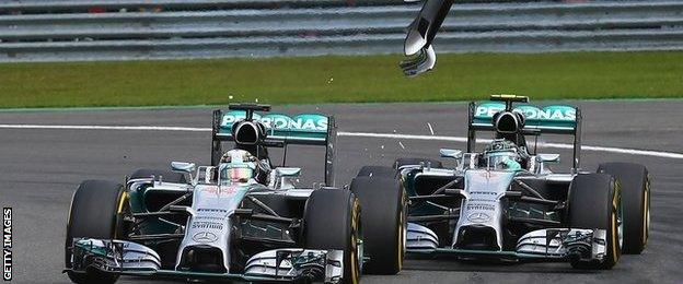 Mercedes F1 drivers Lewis Hamilton and Nico Rosberg