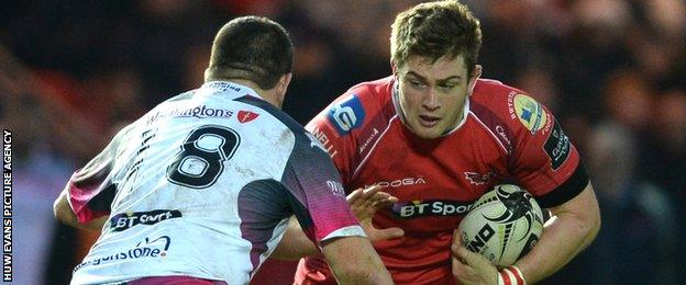 Rhodri Jones in action against Ospreys