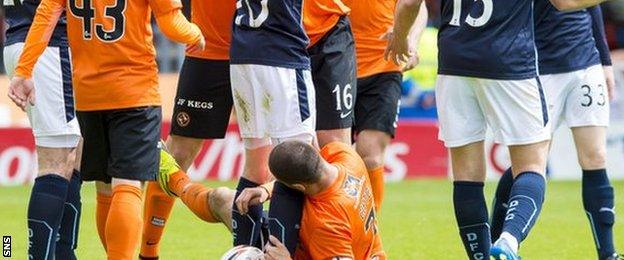 Nadir Ciftci (grounded) was found guilty of biting Jim McAlister in the Dundee derby