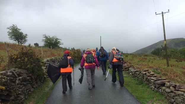 Litter pickers in Snowdonia