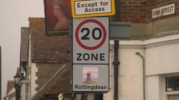 Rottingdean 20mph sign