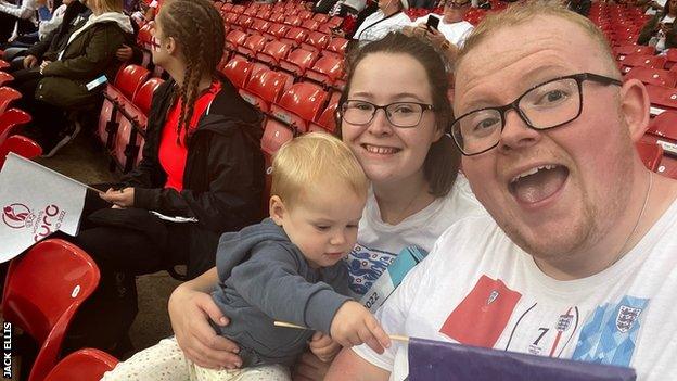 Jack Ellis with family at Old Trafford