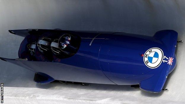 The GB four-man sled in action in Winterberg in December