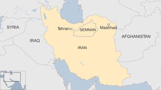 Map shows the Semnan province of Iran