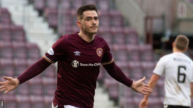 Hearts' Jamie Walker celebrates