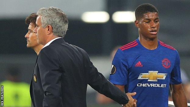 Marcus Rashford (right) had a tough night but was not helped by a lack of service