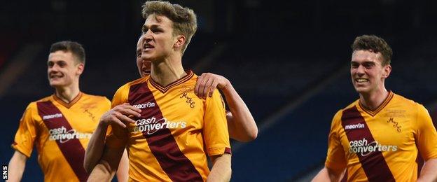 Motherwell players celebrating